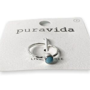 Pura Vida Ring 925 Silver Turquoise Boho Ring Sz 7